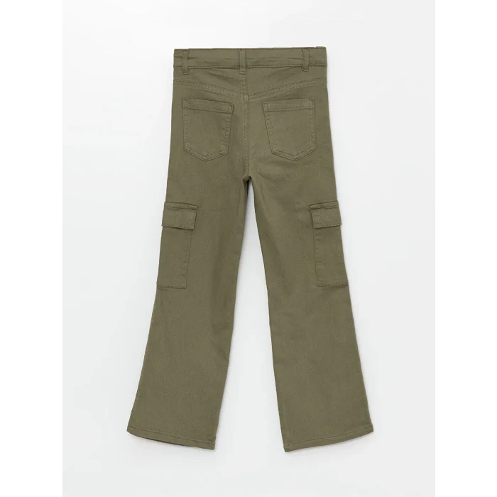 LCW Kids HAKİ Beli Ayarlanabilir Lastikli Kız Çocuk Pantolon