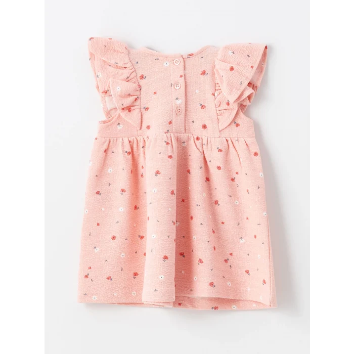 LCW baby PEMBE Bisiklet Yaka Kolsuz Çiçekli Kız Bebek Elbise