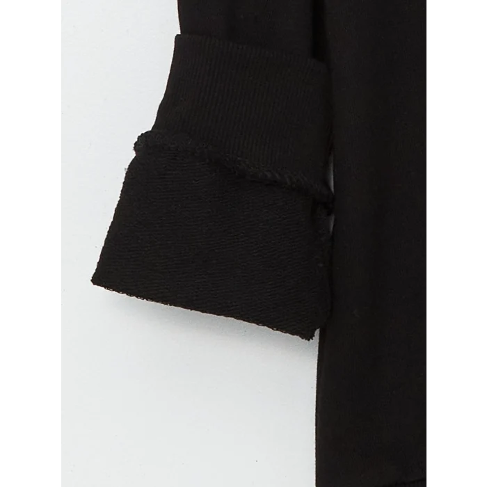 LCW Kids SİYAH Kapüşonlu Baskılı Kız Çocuk Sweatshirt