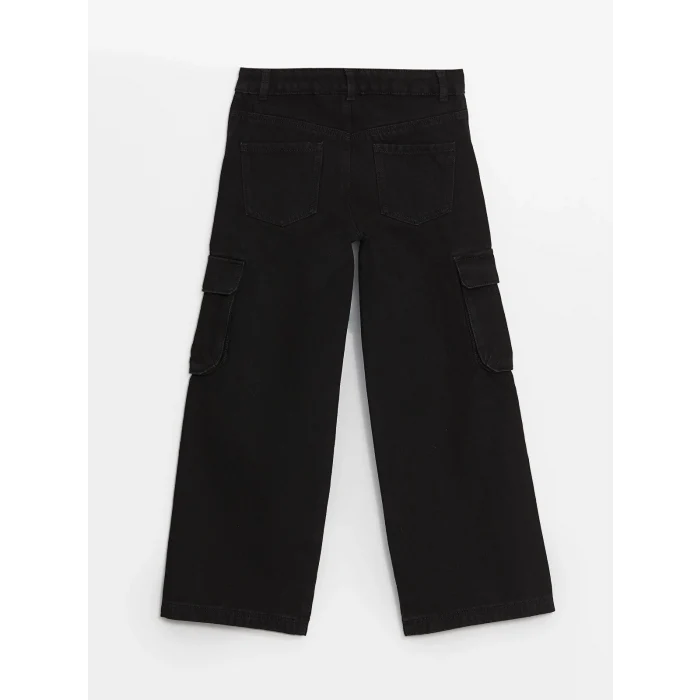 LCW Kids SİYAH Beli Ayarlanabilir Lastikli Kız Çocuk Pantolon