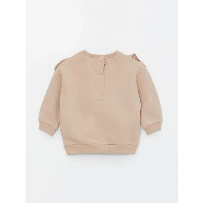 LCW baby BEJ Bisiklet Yaka Uzun Kollu Kız Bebek Sweatshirt ve Tayt 2li Takım