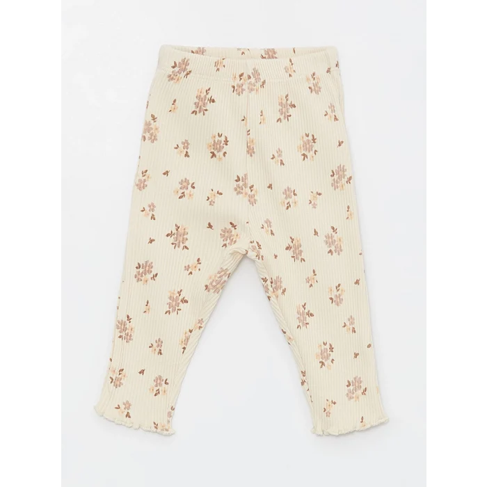 LCW baby BEJ Bisiklet Yaka Uzun Kollu Kız Bebek Sweatshirt ve Tayt 2li Takım