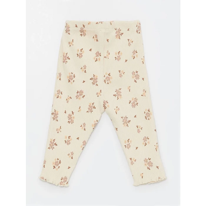 LCW baby BEJ Bisiklet Yaka Uzun Kollu Kız Bebek Sweatshirt ve Tayt 2li Takım