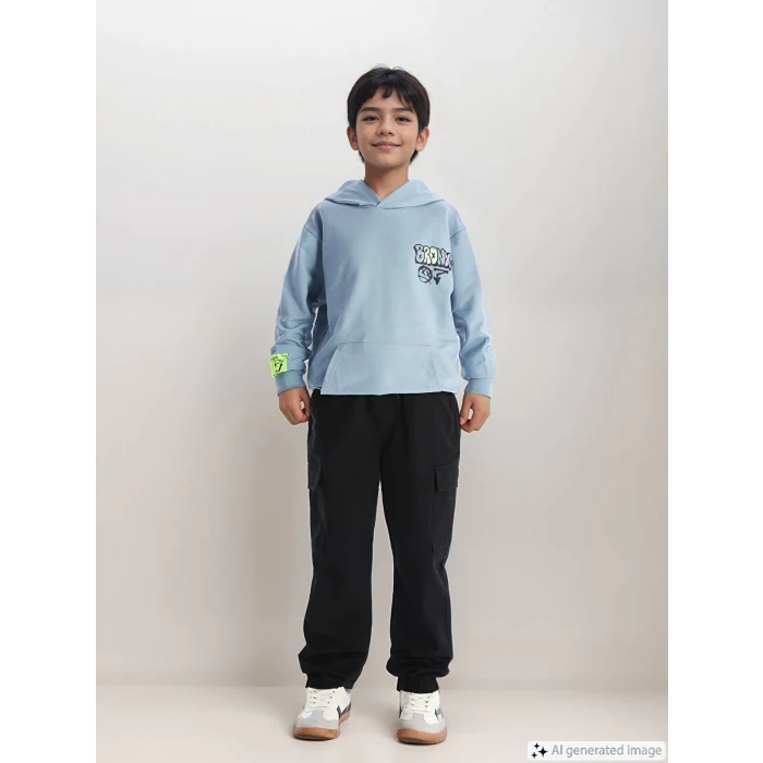 LCW Kids SİYAH Beli Lastikli Erkek Çocuk Kargo Jogger Pantolon