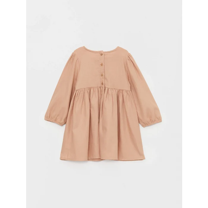 LCW baby KAHVERENGİ Bisiklet Yaka Uzun Kollu Kız Bebek Elbise ve Triko Süveter 2li Takım