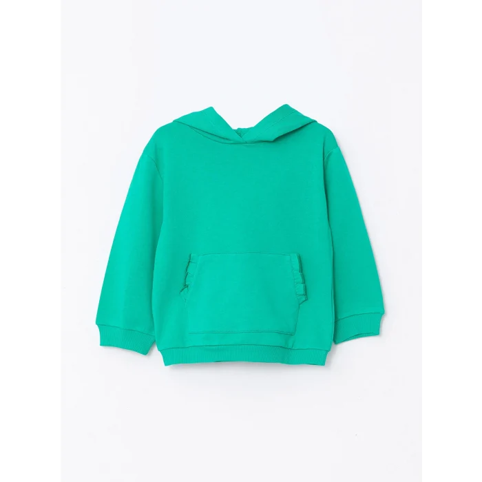 LCW baby YEŞİL Kapüşonlu Uzun Kollu Basic Kız Bebek Sweatshirt ve Pantolon 2li Takım