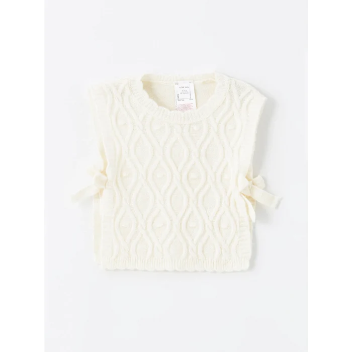 LCW Kids PEMBE Bisiklet Yaka Ekose Kız Çocuk Elbise ve Süveter 2li Takım