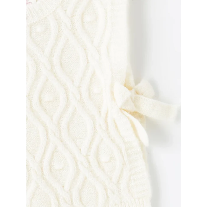 LCW Kids PEMBE Bisiklet Yaka Ekose Kız Çocuk Elbise ve Süveter 2li Takım