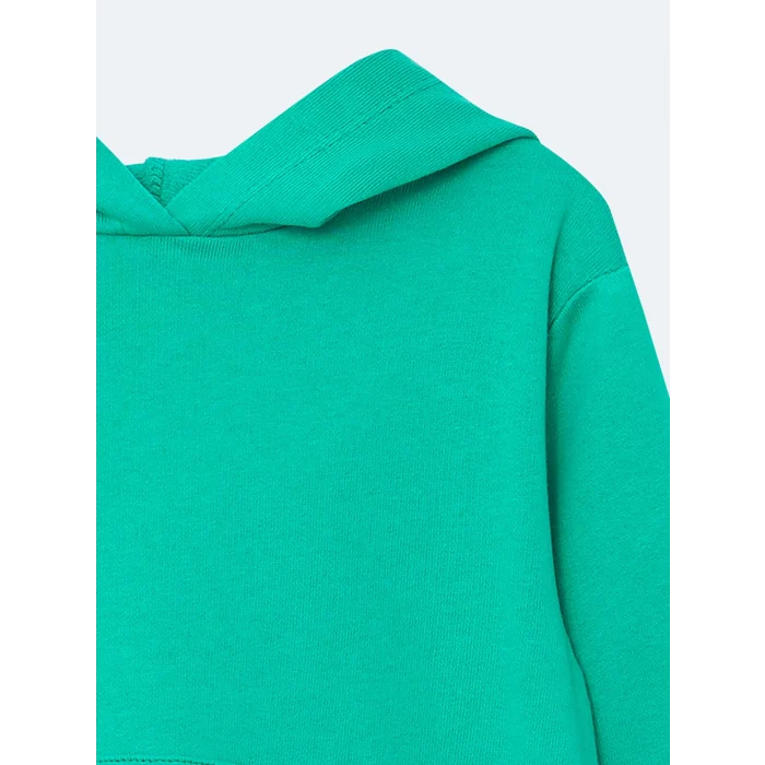 LCW baby YEŞİL Kapüşonlu Uzun Kollu Basic Kız Bebek Sweatshirt ve Pantolon 2li Takım