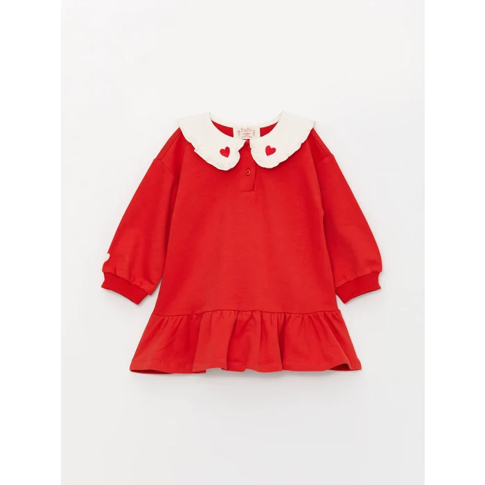 Linalin by Pelin Akil KIRMIZI Bebe Yaka Kız Bebek Elbise