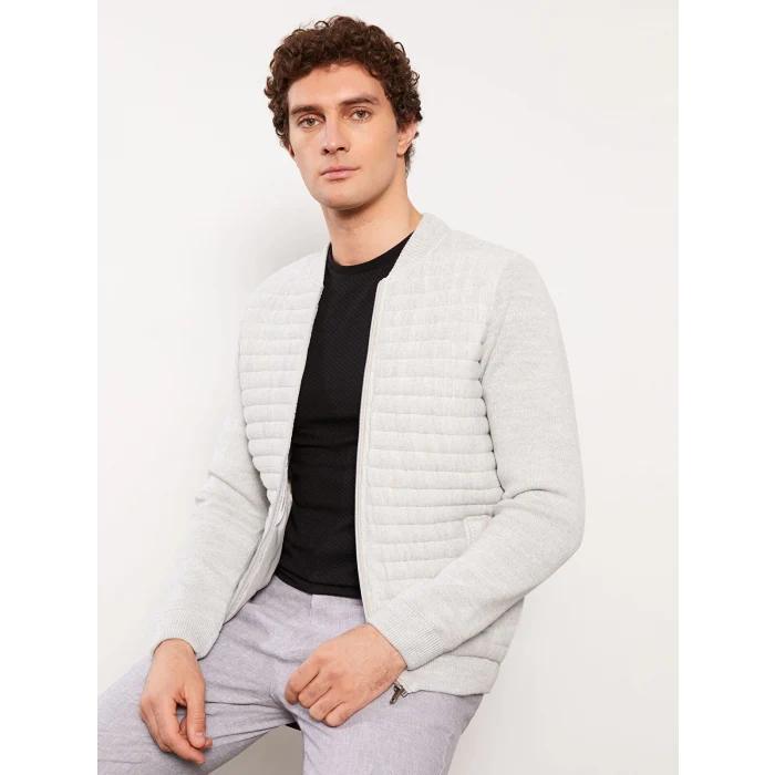 LCWAIKIKI Classic GRİ Standart Kalıp Kolej Yaka Erkek Triko Mont