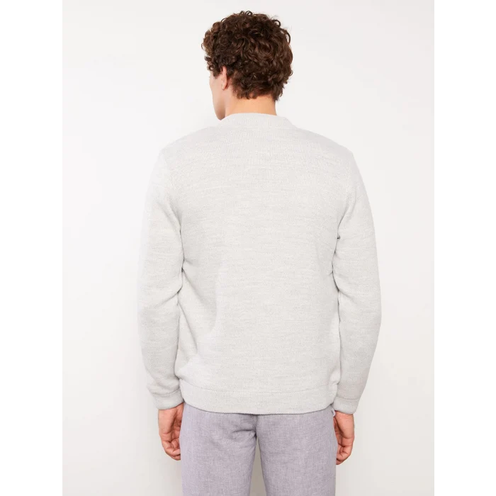 LCWAIKIKI Classic GRİ Standart Kalıp Kolej Yaka Erkek Triko Mont