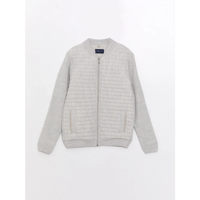 LCWAIKIKI Classic GRİ Standart Kalıp Kolej Yaka Erkek Triko Mont