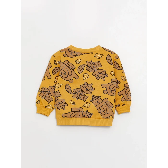 LCW baby SARI Bisiklet Yaka Uzun Kollu Baskılı Erkek Bebek Sweatshirt 2li