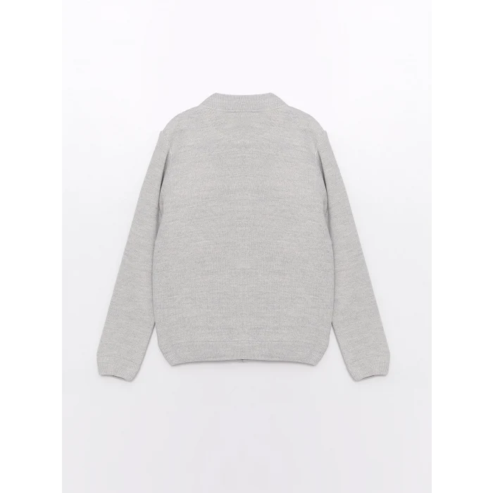 LCWAIKIKI Classic GRİ Standart Kalıp Kolej Yaka Erkek Triko Mont