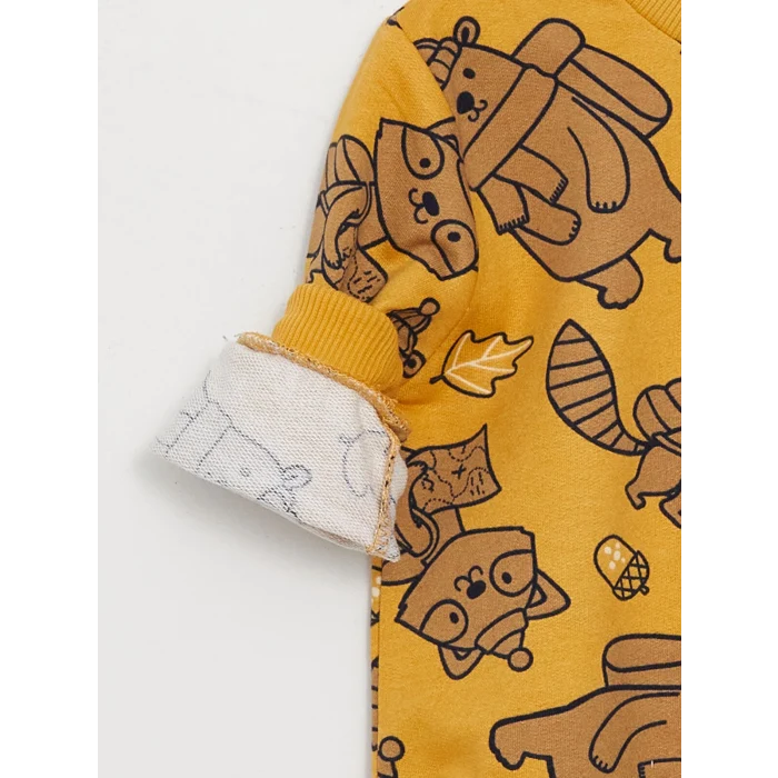 LCW baby SARI Bisiklet Yaka Uzun Kollu Baskılı Erkek Bebek Sweatshirt 2li