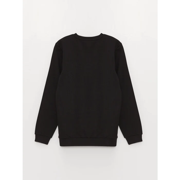 LCWAIKIKI Classic SİYAH Bisiklet Yaka Uzun Kollu Baskılı Erkek Kalın Sweatshirt