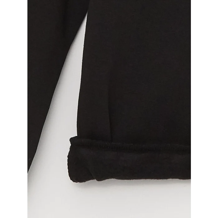 LCWAIKIKI Classic SİYAH Bisiklet Yaka Uzun Kollu Baskılı Erkek Kalın Sweatshirt