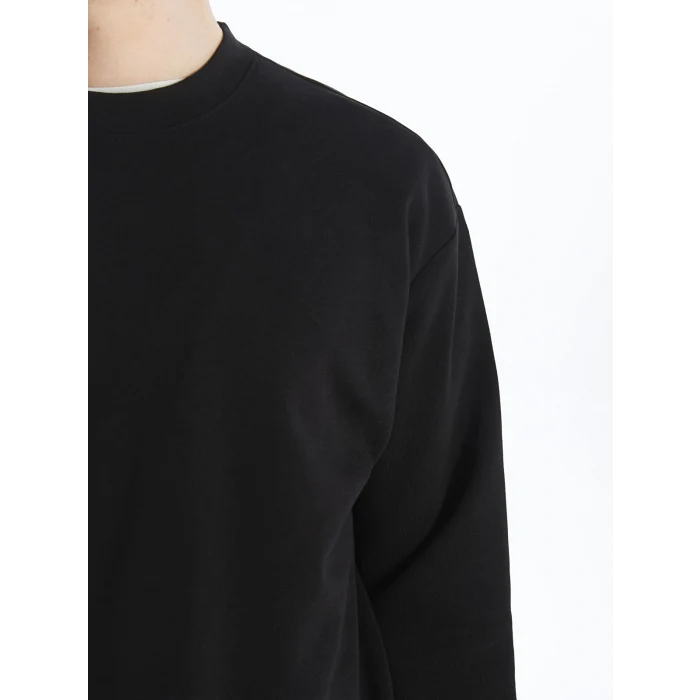 LCW Casual SİYAH Bisiklet Yaka Uzun Kollu Erkek Kalın Sweatshirt