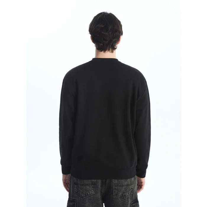 LCW Casual SİYAH Bisiklet Yaka Uzun Kollu Erkek Kalın Sweatshirt