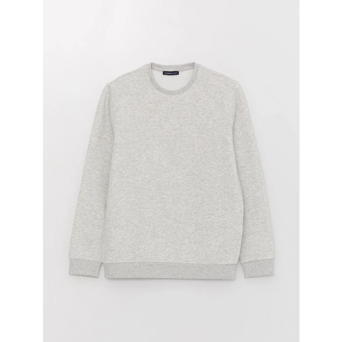 LCWAIKIKI Classic BEJ Bisiklet Yaka Uzun Kollu Baskılı Erkek Kalın Sweatshirt