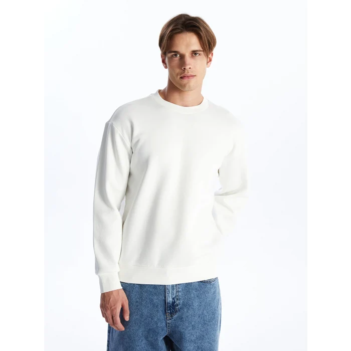 LCW Casual EKRU Bisiklet Yaka Uzun Kollu Erkek Kalın Sweatshirt