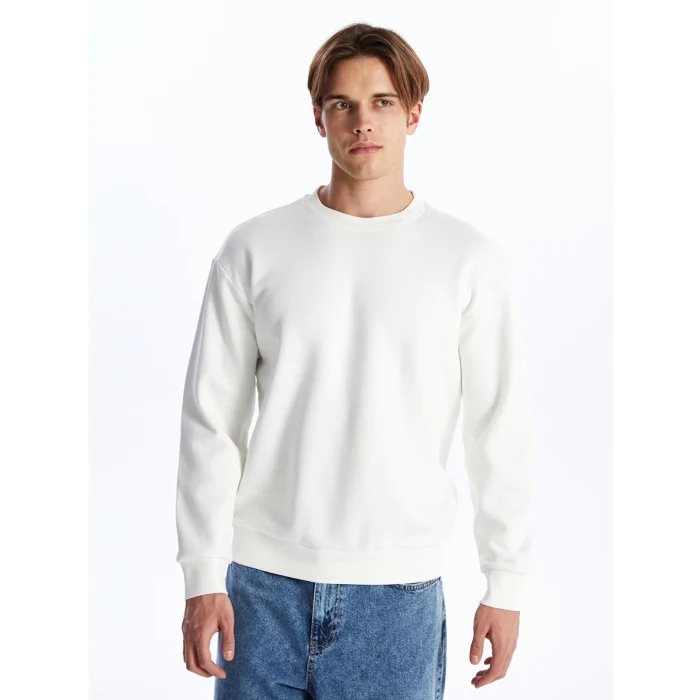 LCW Casual EKRU Bisiklet Yaka Uzun Kollu Erkek Kalın Sweatshirt