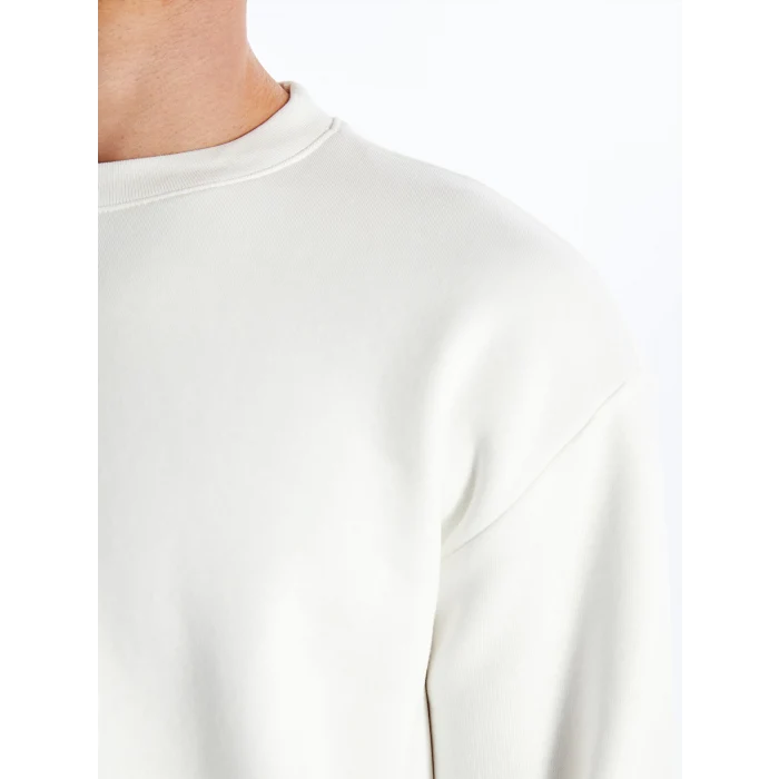 LCW Casual EKRU Bisiklet Yaka Uzun Kollu Erkek Kalın Sweatshirt