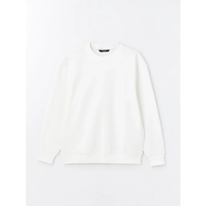 LCW Casual EKRU Bisiklet Yaka Uzun Kollu Erkek Kalın Sweatshirt