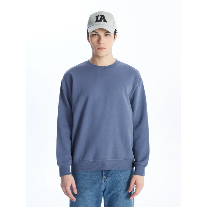 LCW Casual İNDİGO Bisiklet Yaka Uzun Kollu Erkek Kalın Sweatshirt