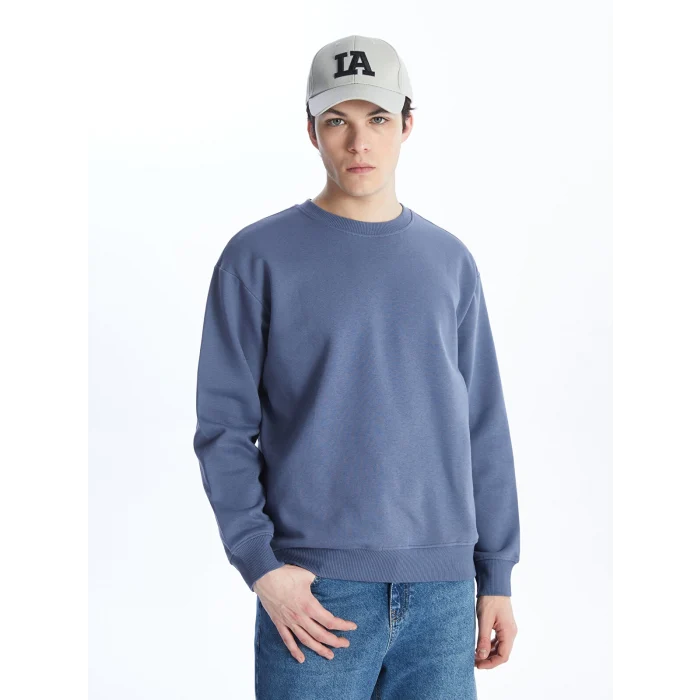 LCW Casual İNDİGO Bisiklet Yaka Uzun Kollu Erkek Kalın Sweatshirt