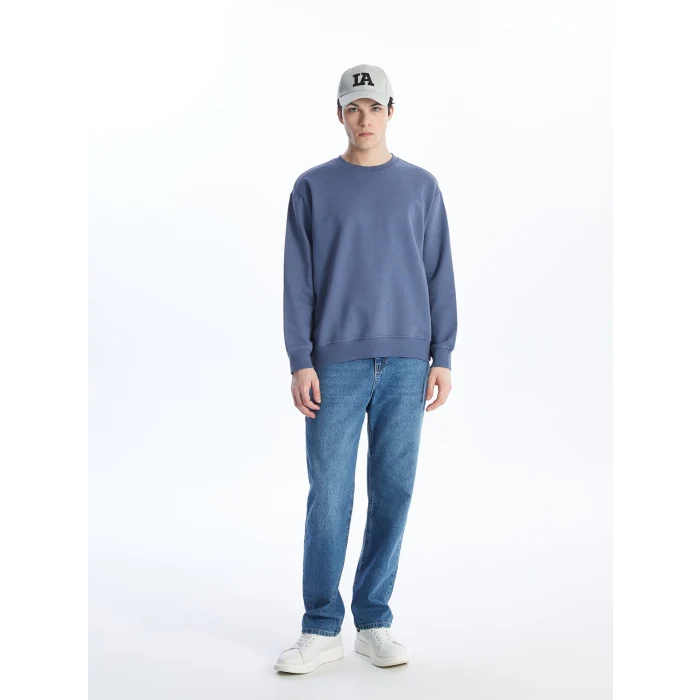 LCW Casual İNDİGO Bisiklet Yaka Uzun Kollu Erkek Kalın Sweatshirt