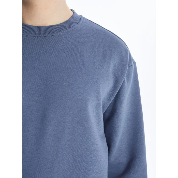 LCW Casual İNDİGO Bisiklet Yaka Uzun Kollu Erkek Kalın Sweatshirt