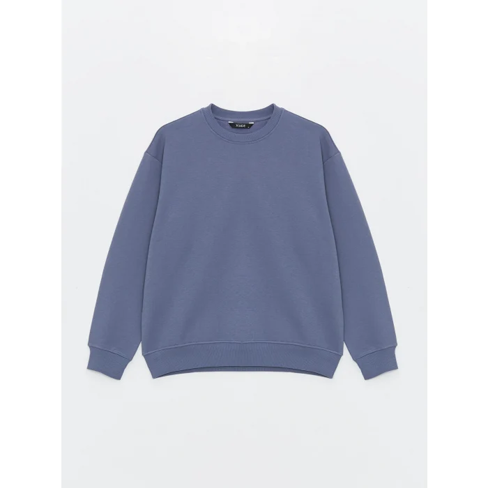 LCW Casual İNDİGO Bisiklet Yaka Uzun Kollu Erkek Kalın Sweatshirt