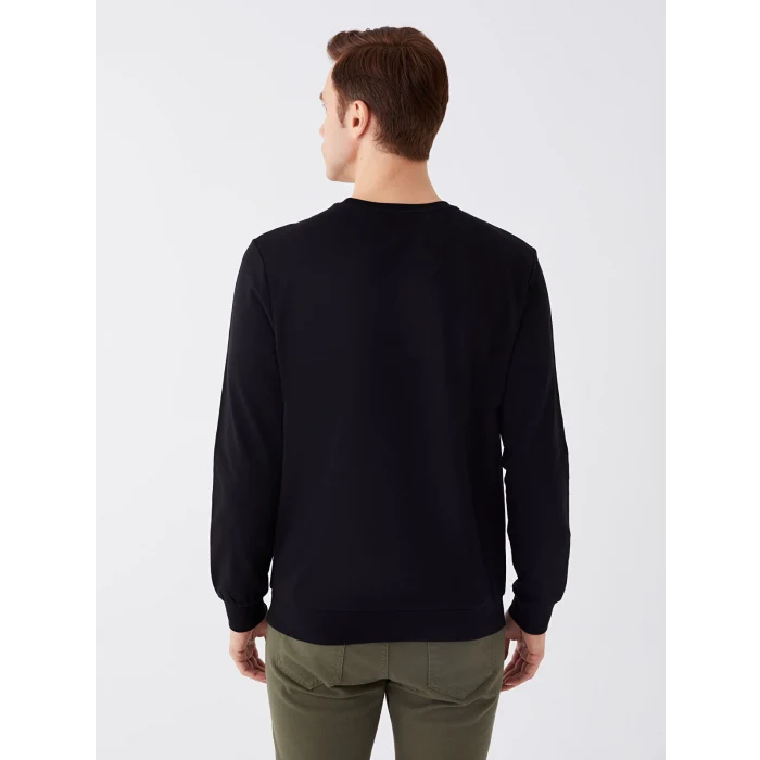 LCWAIKIKI Classic SİYAH Bisiklet Yaka Uzun Kollu Baskılı Erkek Sweatshirt