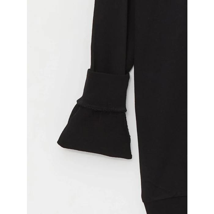 LCWAIKIKI Classic SİYAH Bisiklet Yaka Uzun Kollu Baskılı Erkek Sweatshirt