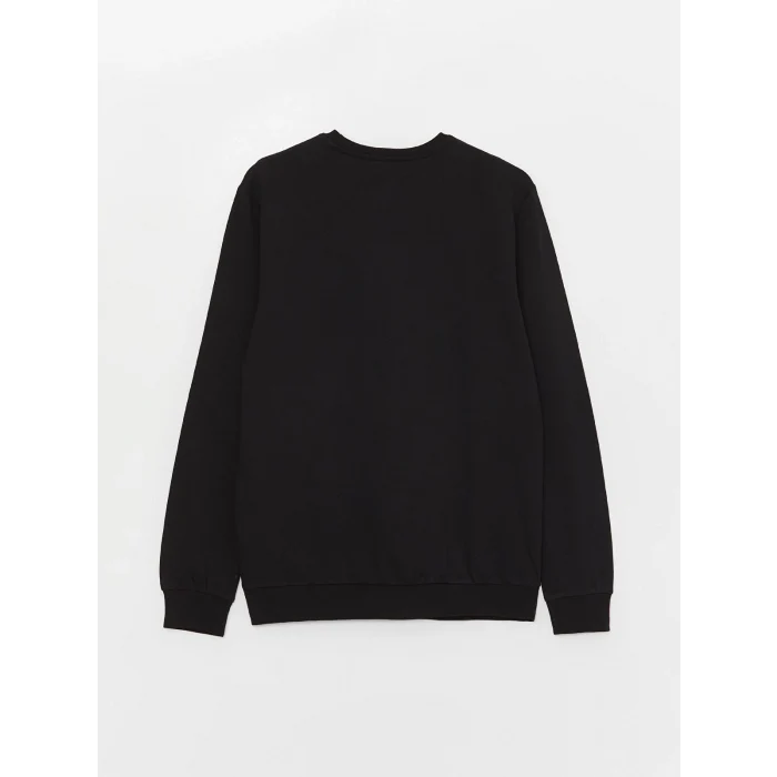 LCWAIKIKI Classic SİYAH Bisiklet Yaka Uzun Kollu Baskılı Erkek Sweatshirt