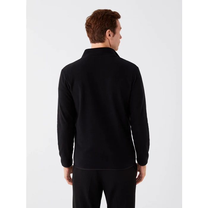 LCWAIKIKI Classic SİYAH Dik Yaka Uzun Kollu Erkek Polar Hırka