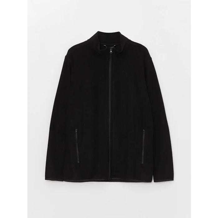 LCWAIKIKI Classic SİYAH Dik Yaka Uzun Kollu Erkek Polar Hırka