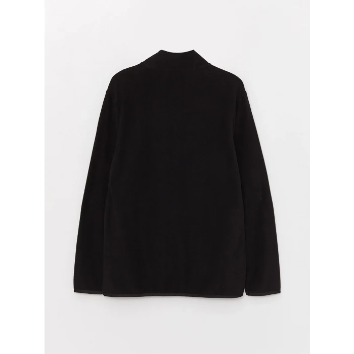 LCWAIKIKI Classic SİYAH Dik Yaka Uzun Kollu Erkek Polar Hırka