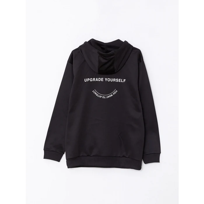 LCW Casual SİYAH Uzun Kollu Baskılı Erkek Hoodie