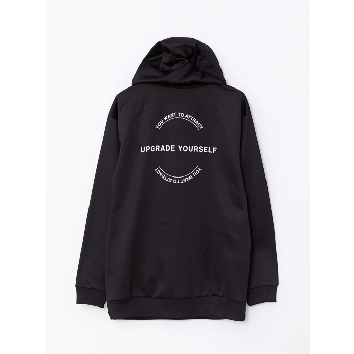 LCW Casual SİYAH Uzun Kollu Baskılı Erkek Hoodie