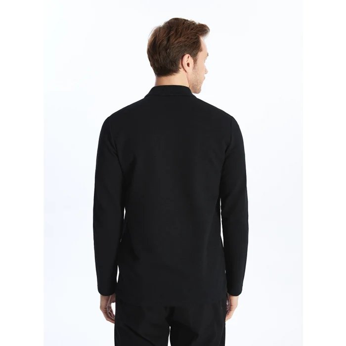 LCWAIKIKI Classic SİYAH Polo Yaka Uzun Kollu Erkek Sweatshirt