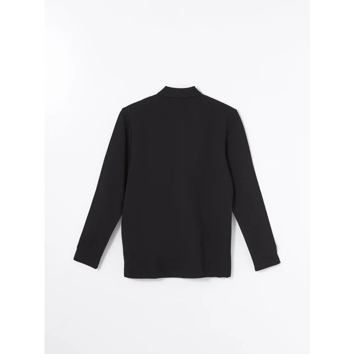 LCWAIKIKI Classic SİYAH Polo Yaka Uzun Kollu Erkek Sweatshirt
