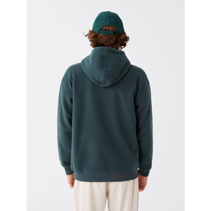 LCW Casual YEŞİL Uzun Kollu Baskılı Polar Erkek Hoodie