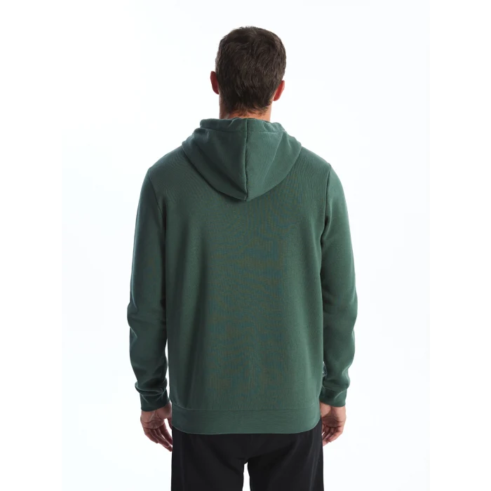 LCWAIKIKI Classic YEŞİL Uzun Kollu Baskılı Erkek Kalın Hoodie