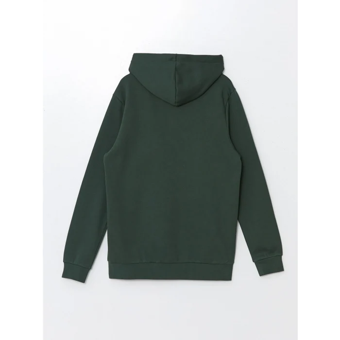 LCWAIKIKI Classic YEŞİL Uzun Kollu Baskılı Erkek Kalın Hoodie
