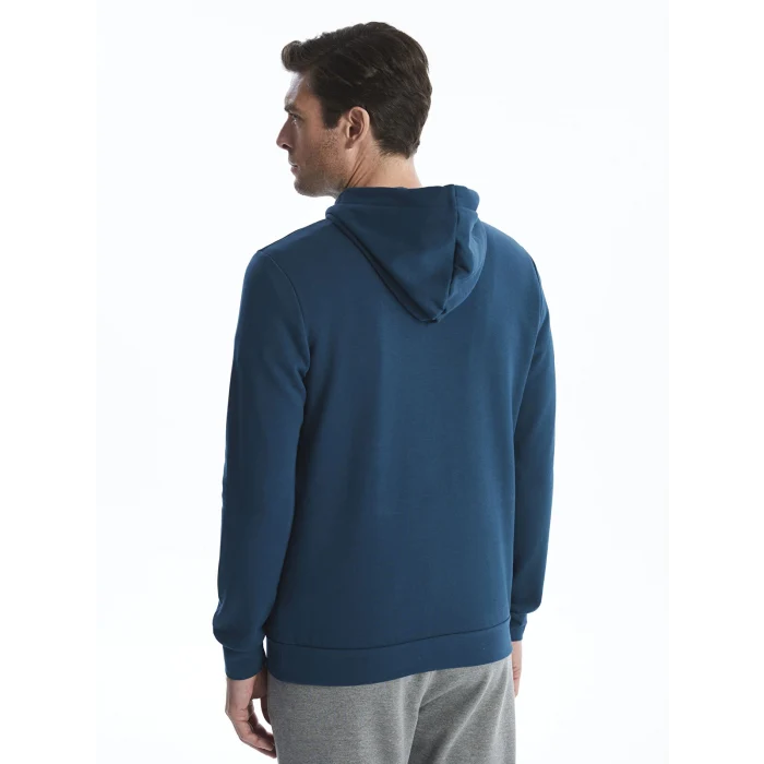 LCWAIKIKI Classic PETROL Uzun Kollu Baskılı Erkek Kalın Hoodie