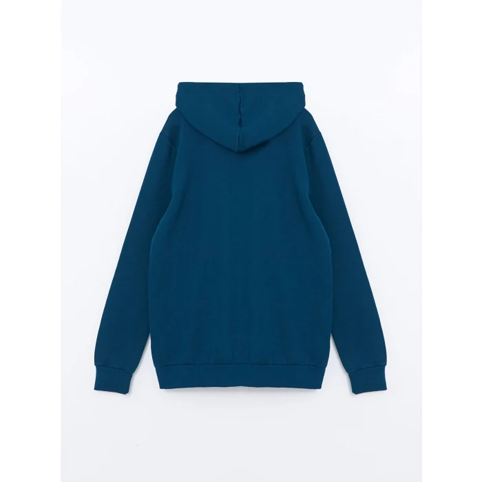 LCWAIKIKI Classic PETROL Uzun Kollu Baskılı Erkek Kalın Hoodie