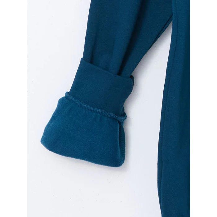 LCWAIKIKI Classic PETROL Uzun Kollu Baskılı Erkek Kalın Hoodie